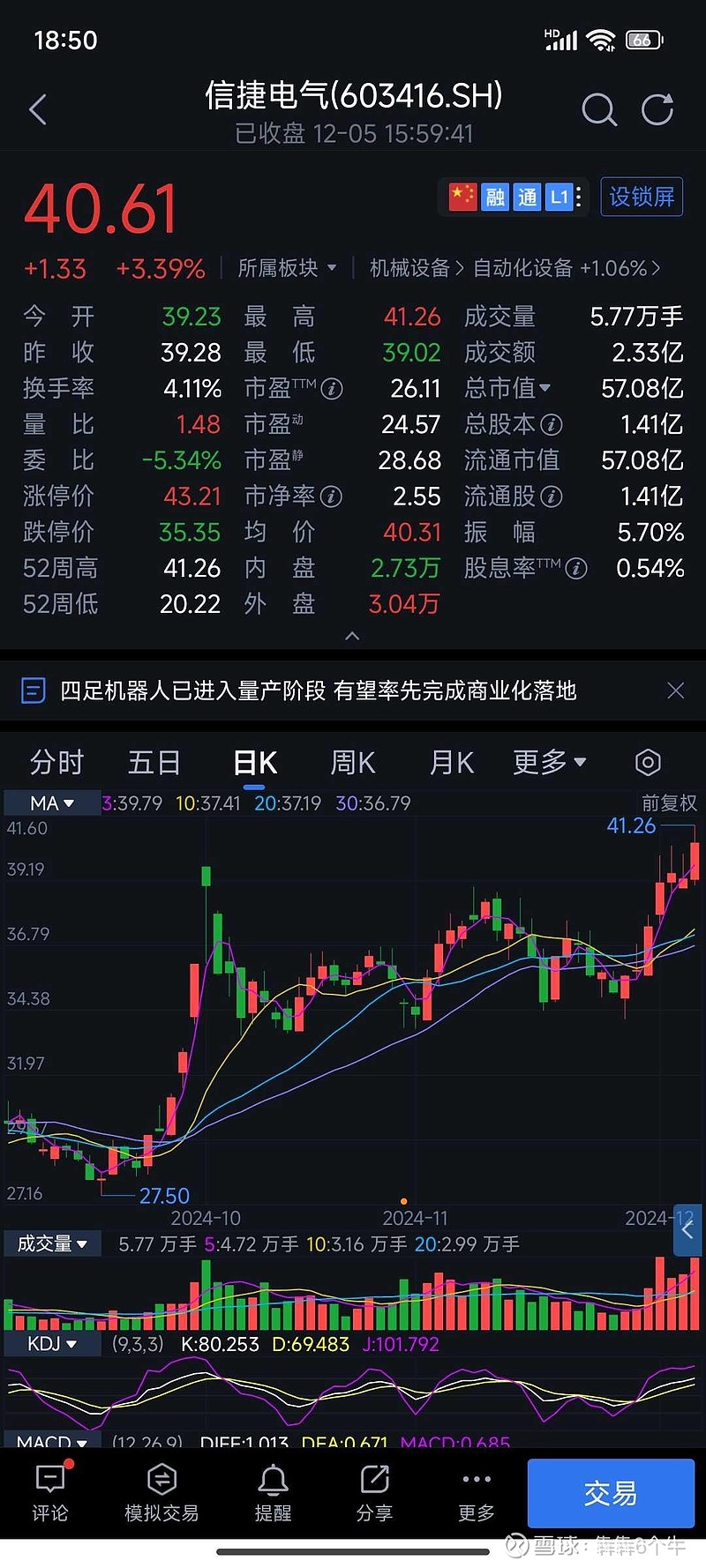 异动快报：中大力德（002896）9月15日9点52分触及涨停板